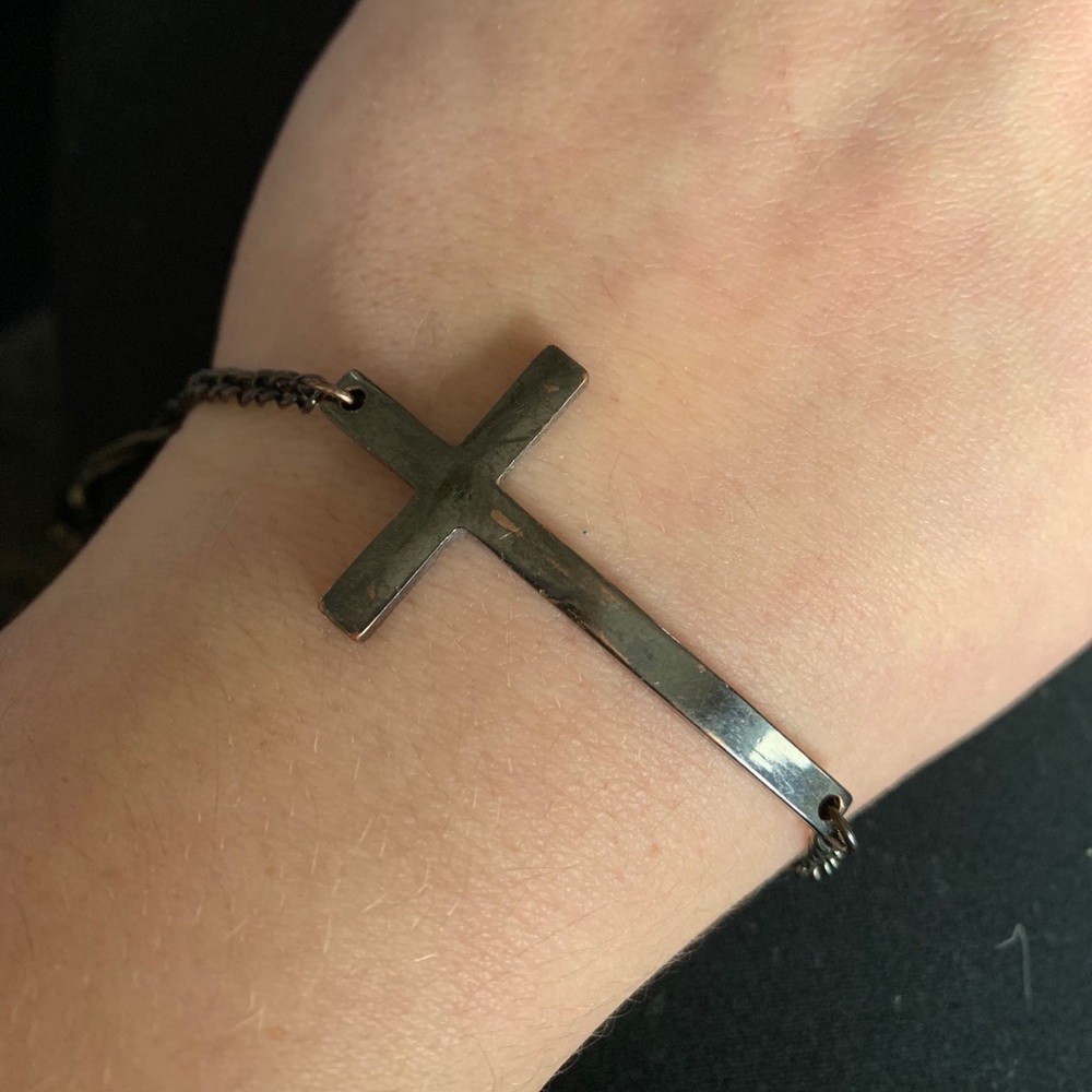 Gunmetal Black Cross Bracelet